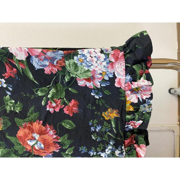 Ralph Lauren Floral & Black RARE Isadora Cossette King Ruffle Sheet 100” x 104” - Picture 5 of 8